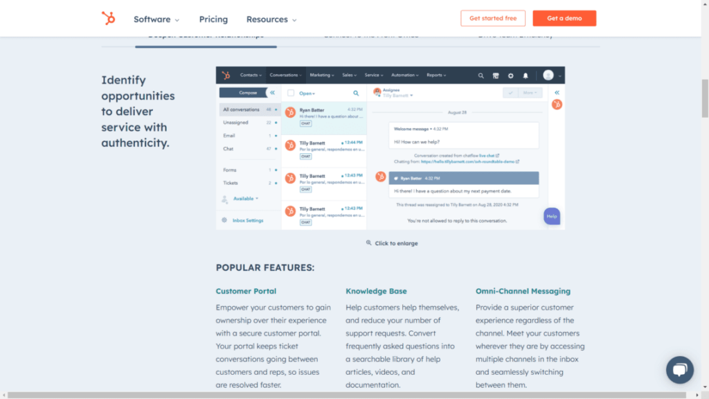 hubspot services hub, customer support, sales, marketing