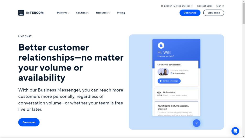 ıntercom, live chat, customer services