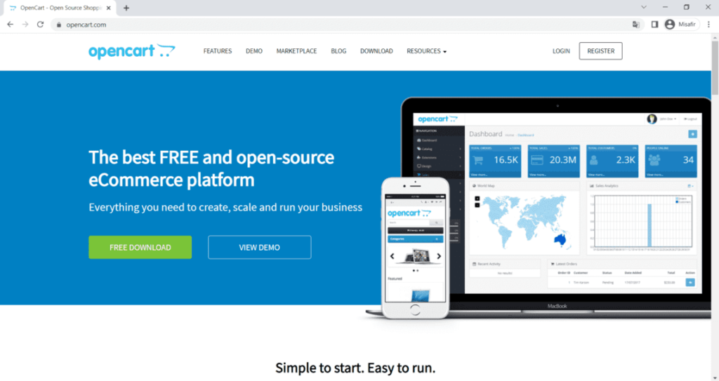 opencart, e-commerce softwares, sales