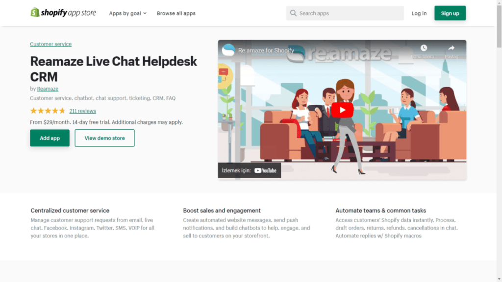 re:amaze, Live chat, shopify apps