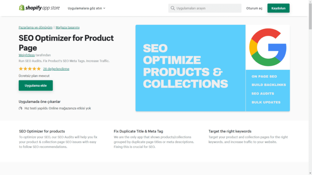 seo optimizer, shopify apps, e-commerce seo