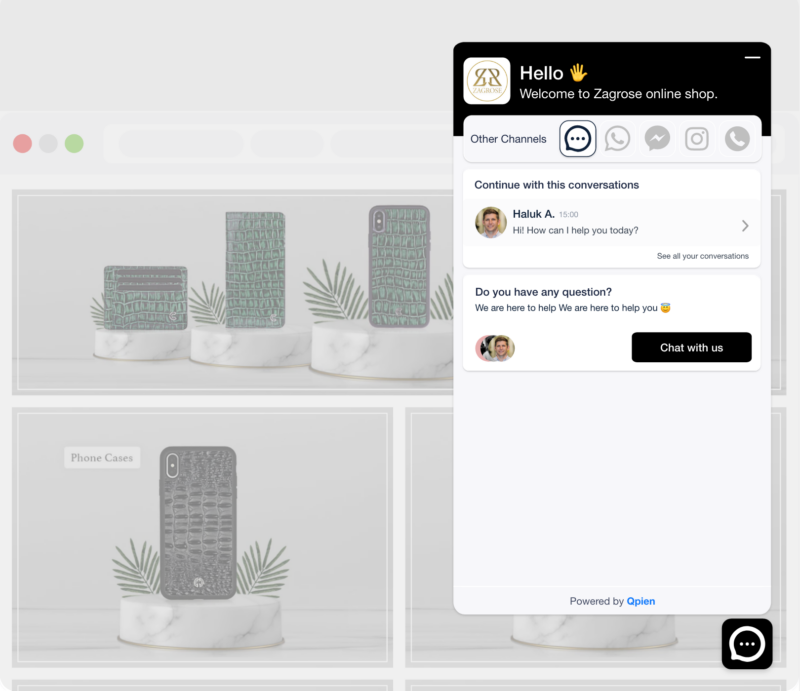 qpien live chat, customer communication, e-commerce
