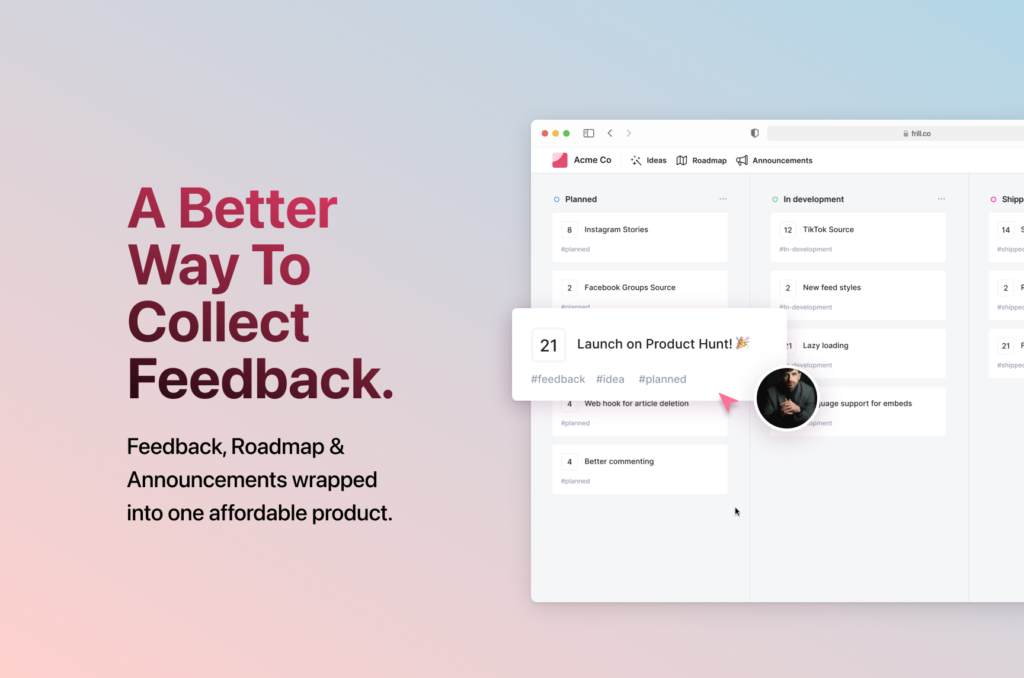 frill, customer feedback tool