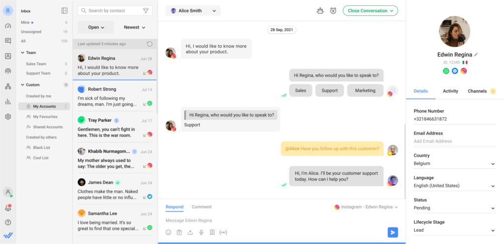 respond.io, customer communication