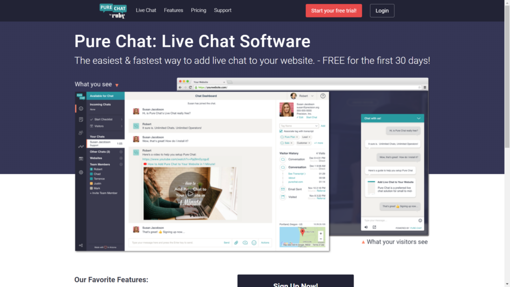 pure chat, customer communication, sales, SaaS